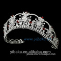 Rhinestone Wedding Tiara Crystal Covered Headband with Red Accents in Silver beauty crown FC800142